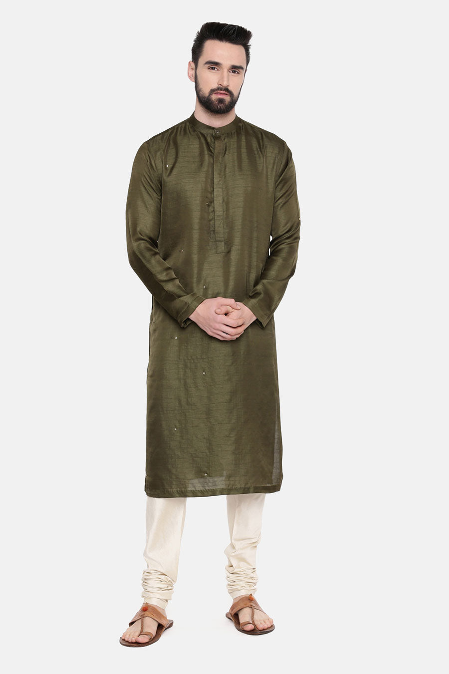 Mehandi Green Embellished Kurta Set