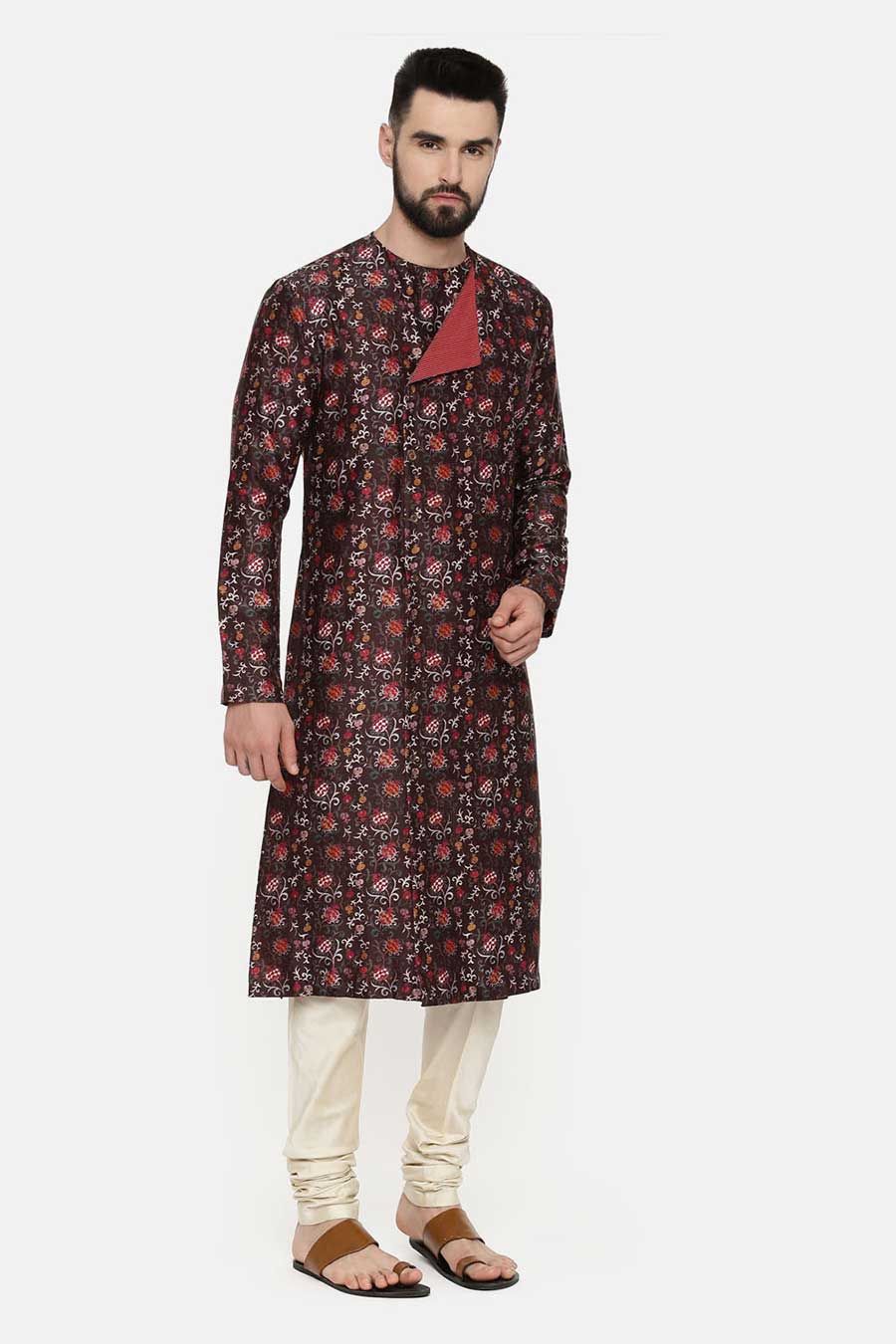 Brown Printed Kurta Set