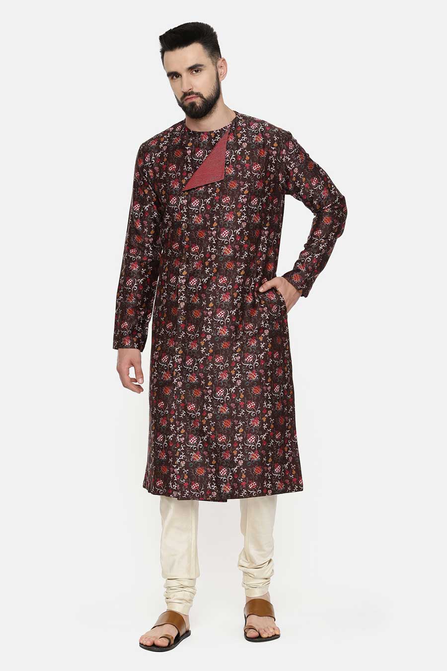 Brown Printed Kurta Set