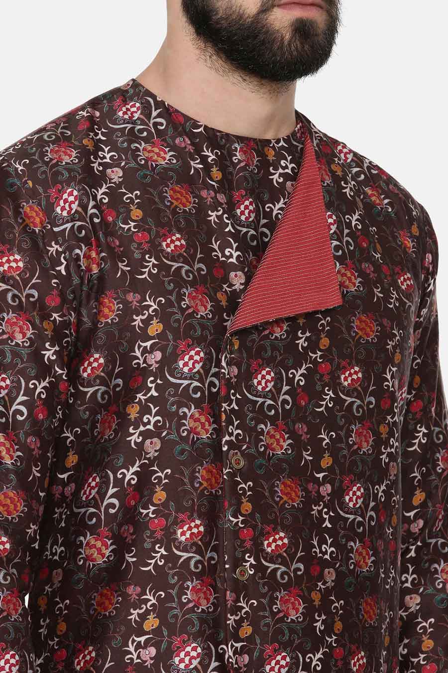 Brown Printed Kurta Set