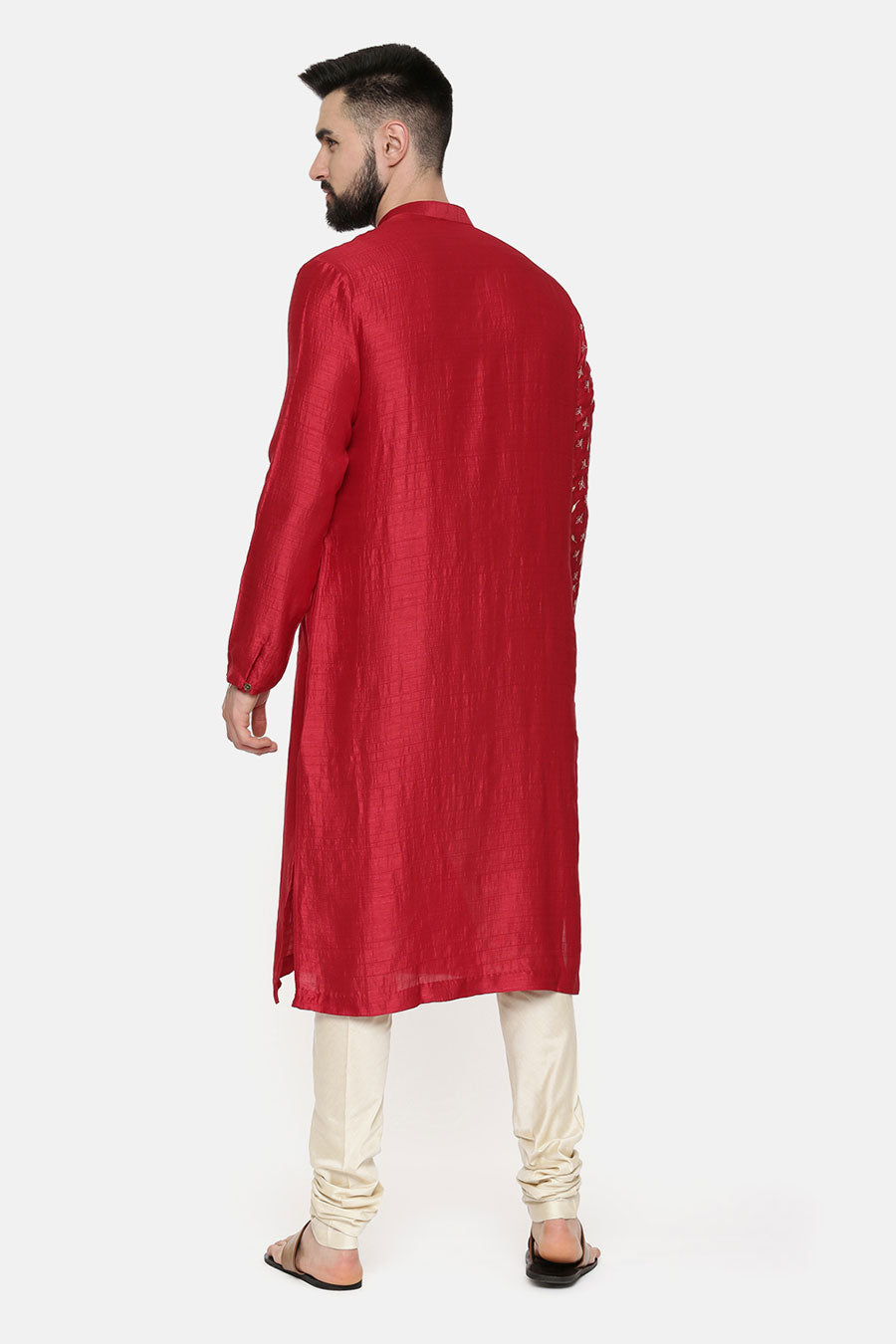 Red Hand-Embroidered Kurta Set