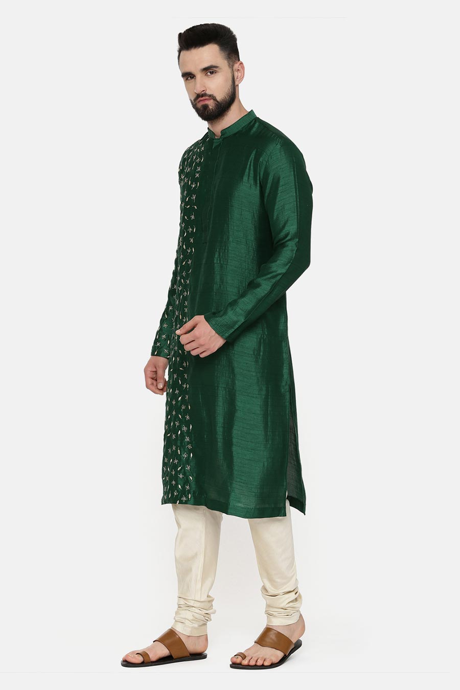 Bottle Green Hand-Embroidered Kurta Set