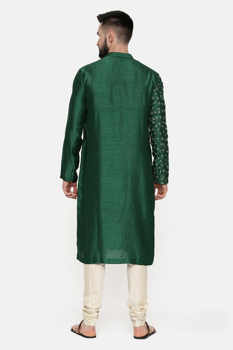 Bottle Green Hand-Embroidered Kurta Set