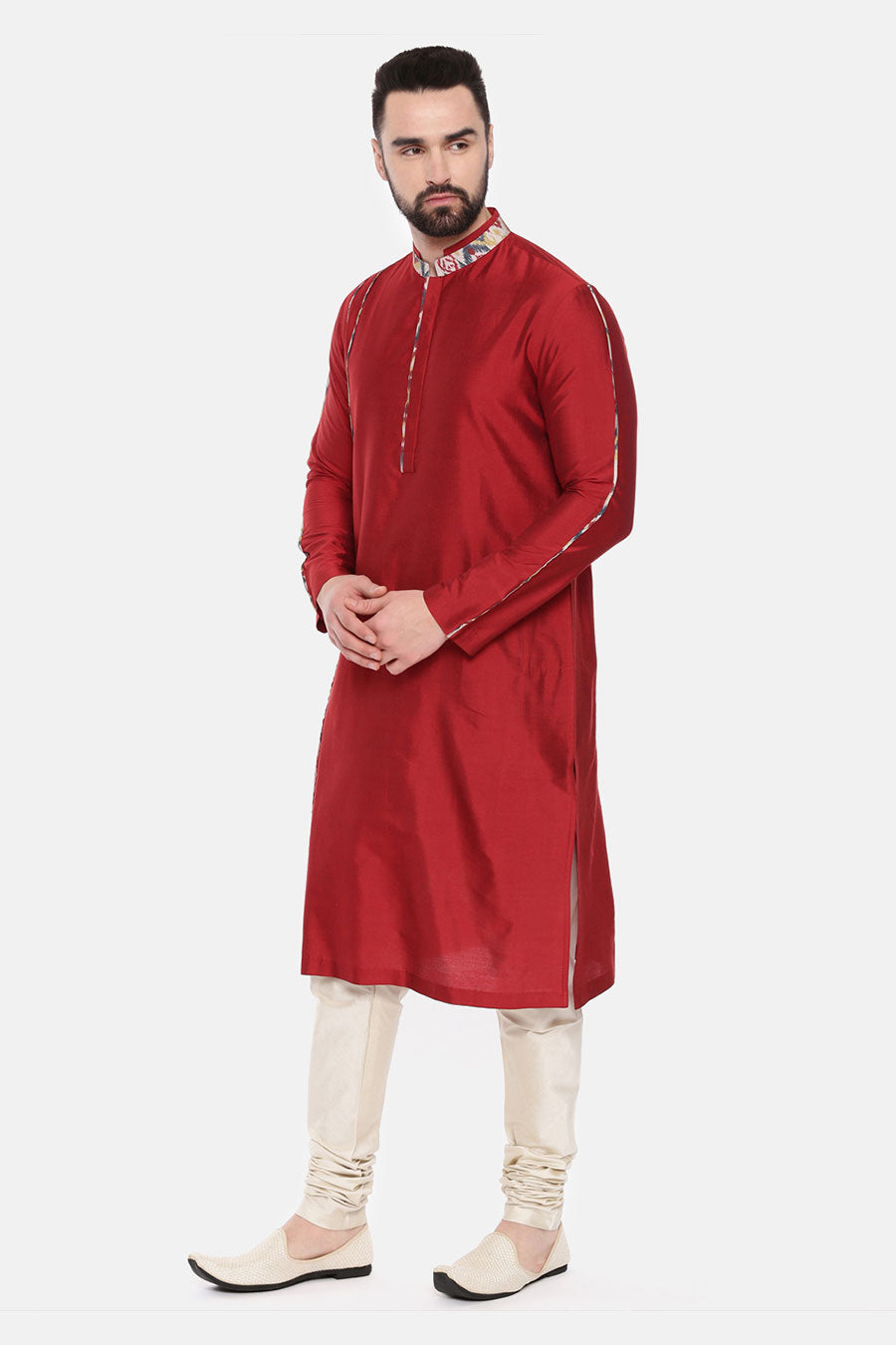 Red Printed Detailing Kurta Set