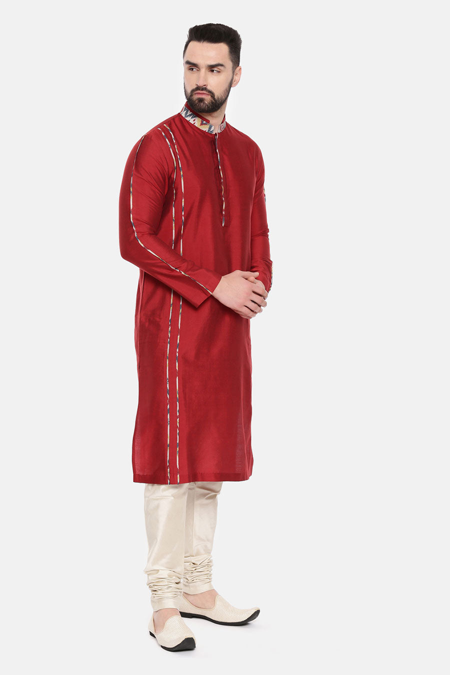 Red Printed Detailing Kurta Set