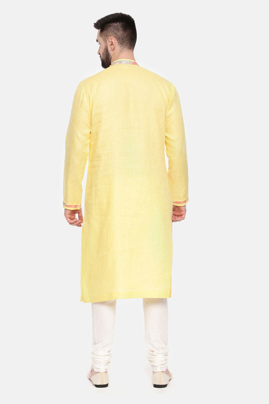 Yellow Printed Panel Kurta Set