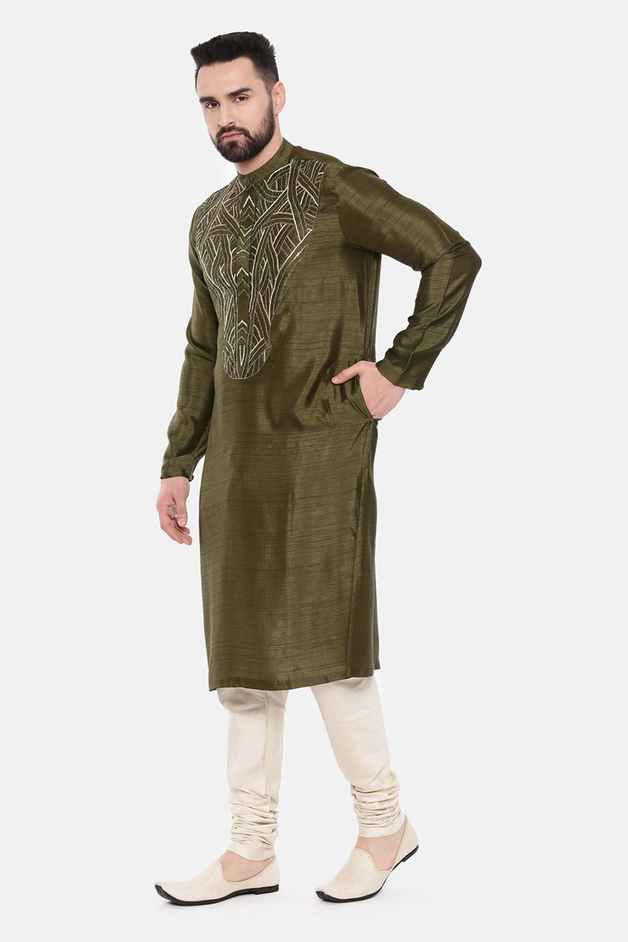 Green Embroidered Kurta Set