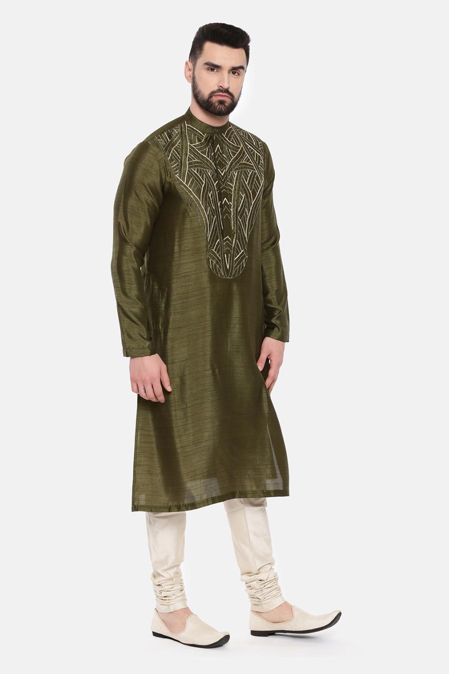 Green Embroidered Kurta Set