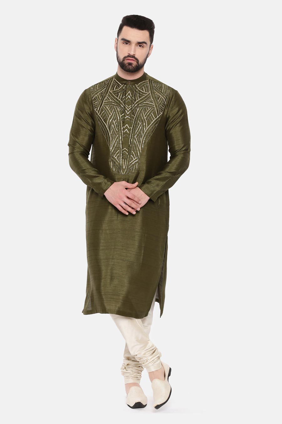 Green Embroidered Kurta Set