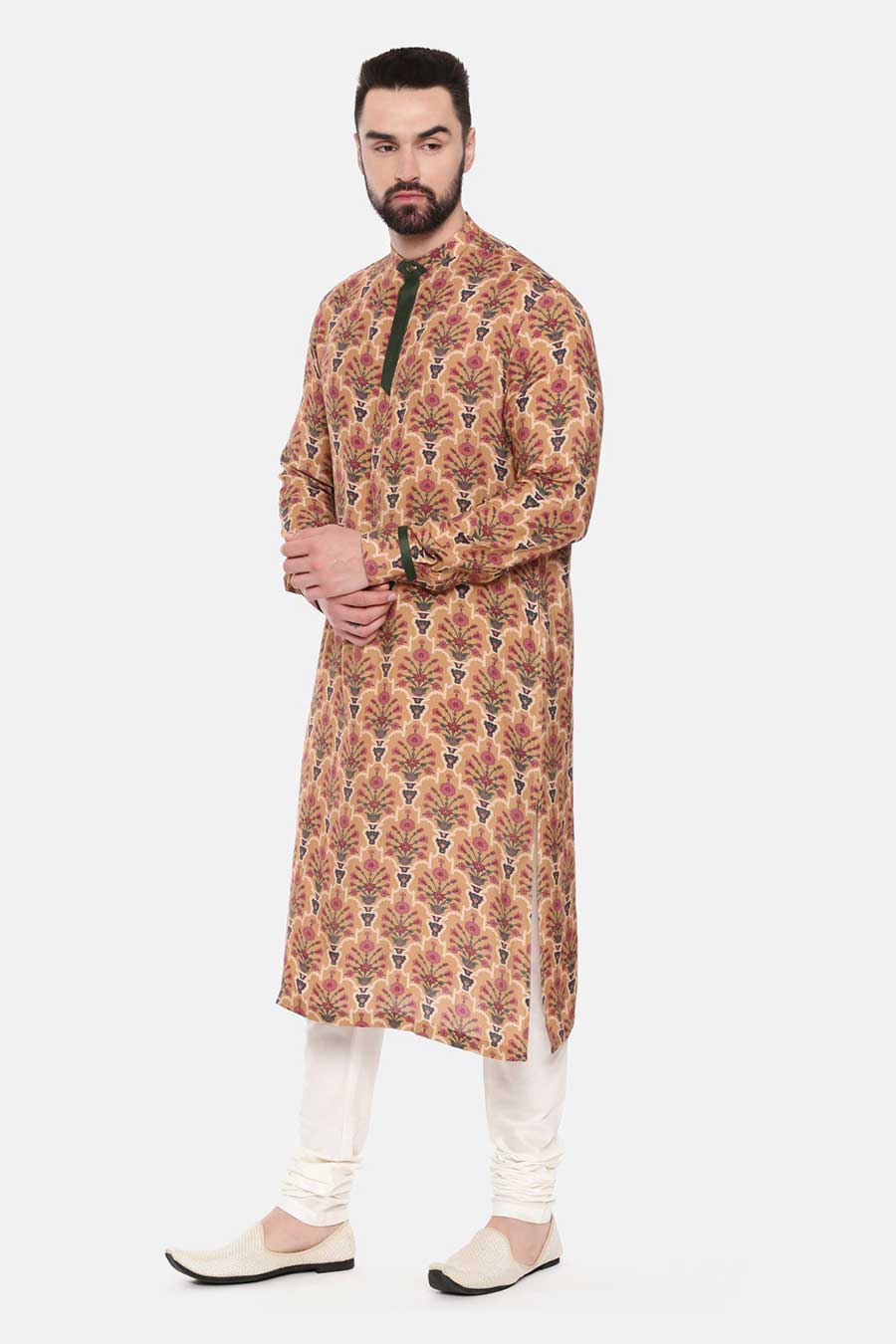 Beige Printed Kurta Set