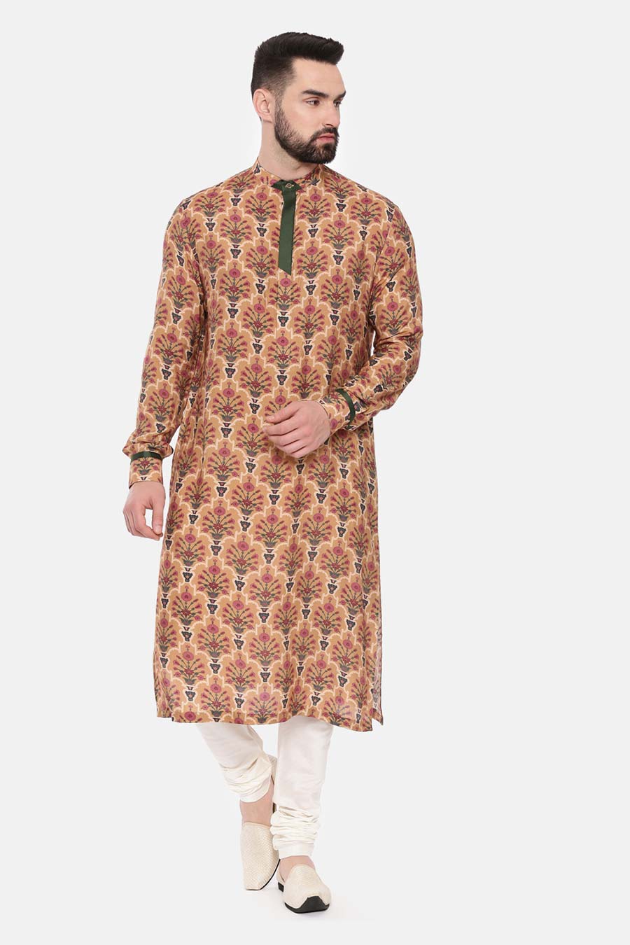 Beige Printed Kurta Set