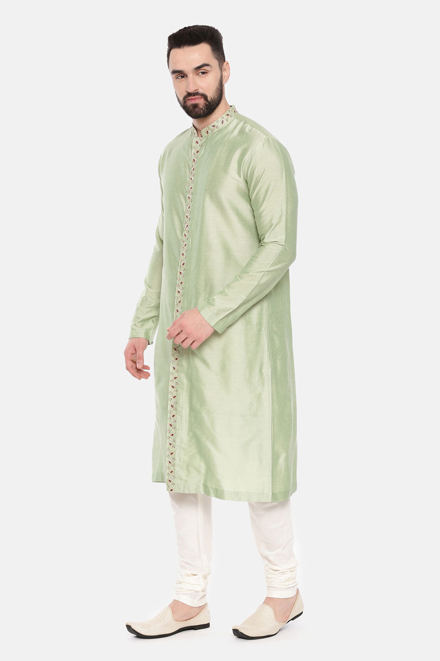 Pista Green Embroidered Kurta Set