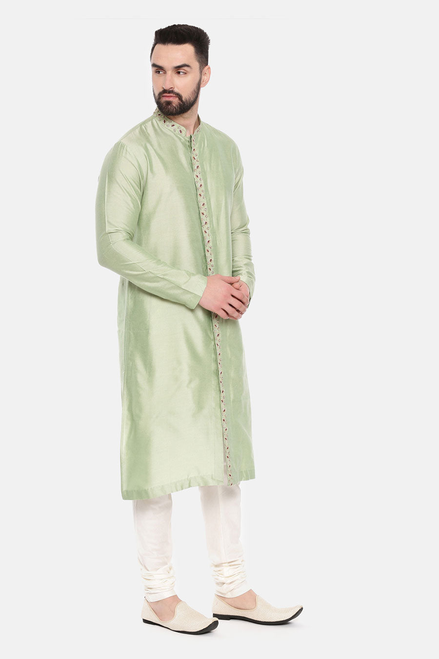 Pista Green Embroidered Kurta Set