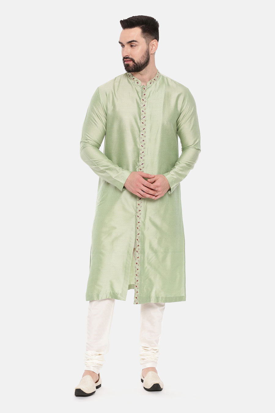 Pista Green Embroidered Kurta Set