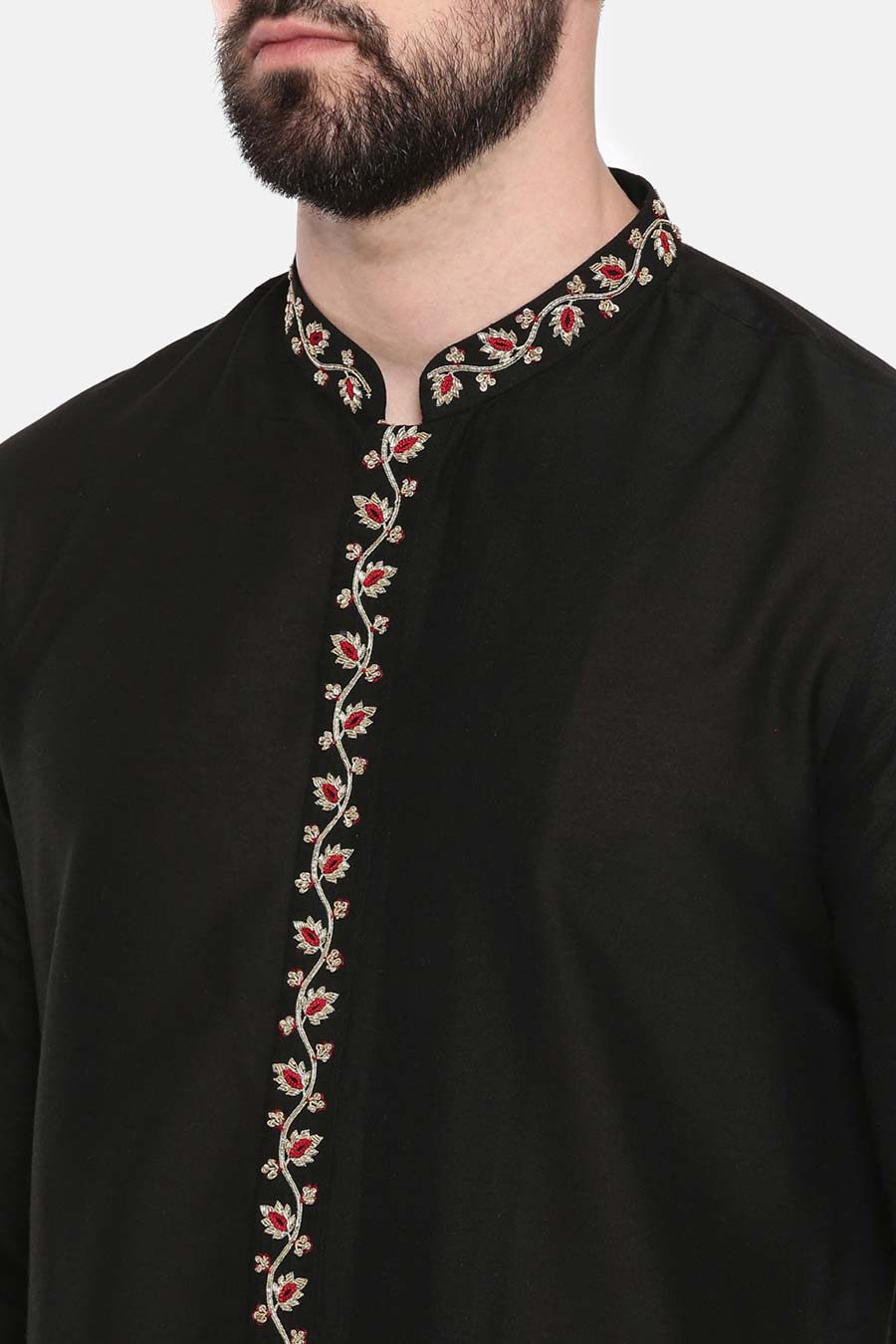 Black Embroidered Kurta Set