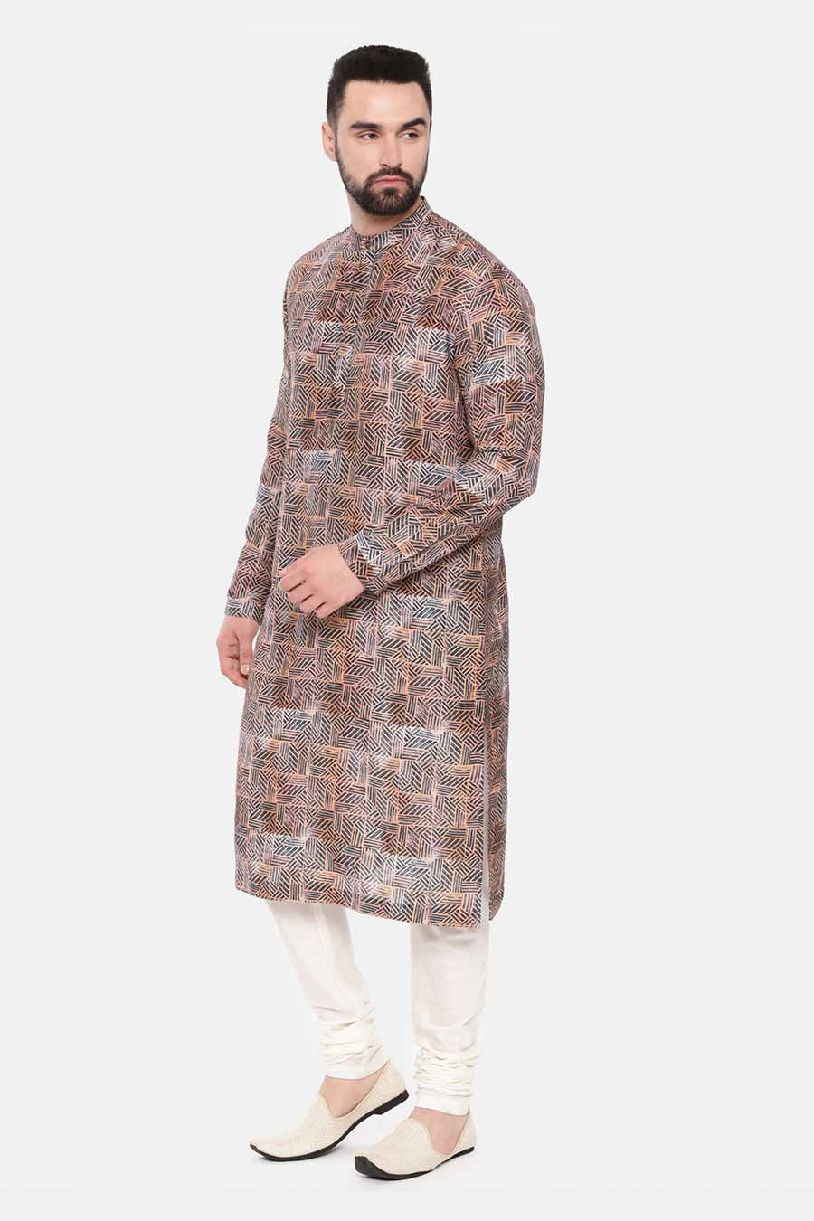 Brown Printed Kurta Set