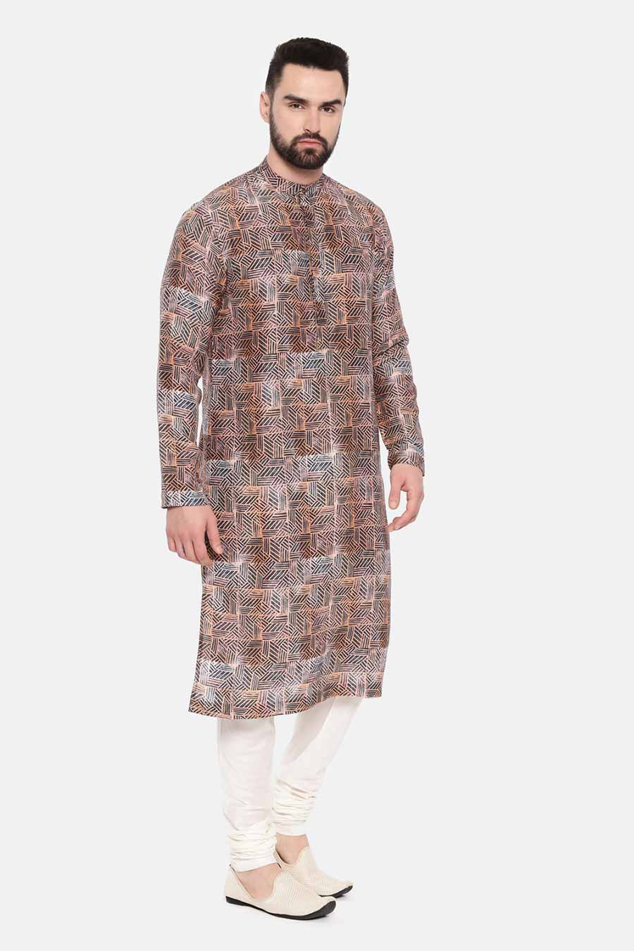 Brown Printed Kurta Set