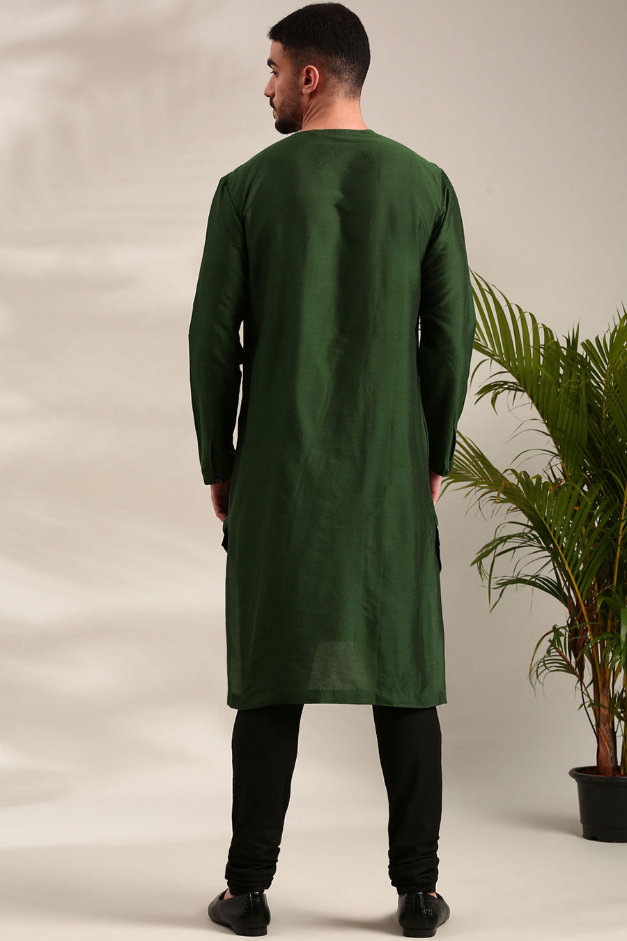 Green & Black Overlap Kurta Set