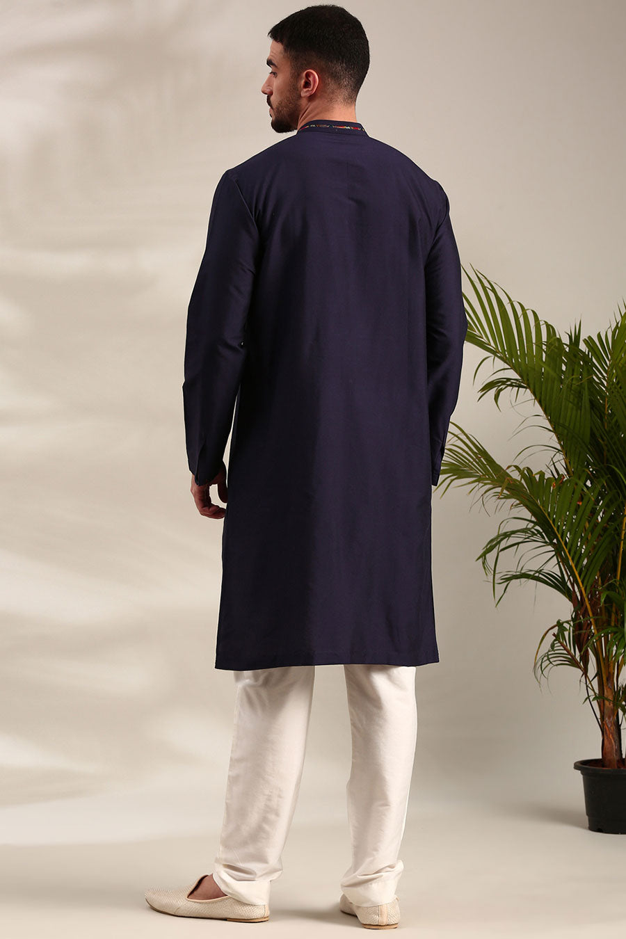 Navy Blue Cotton Silk Kurta Set