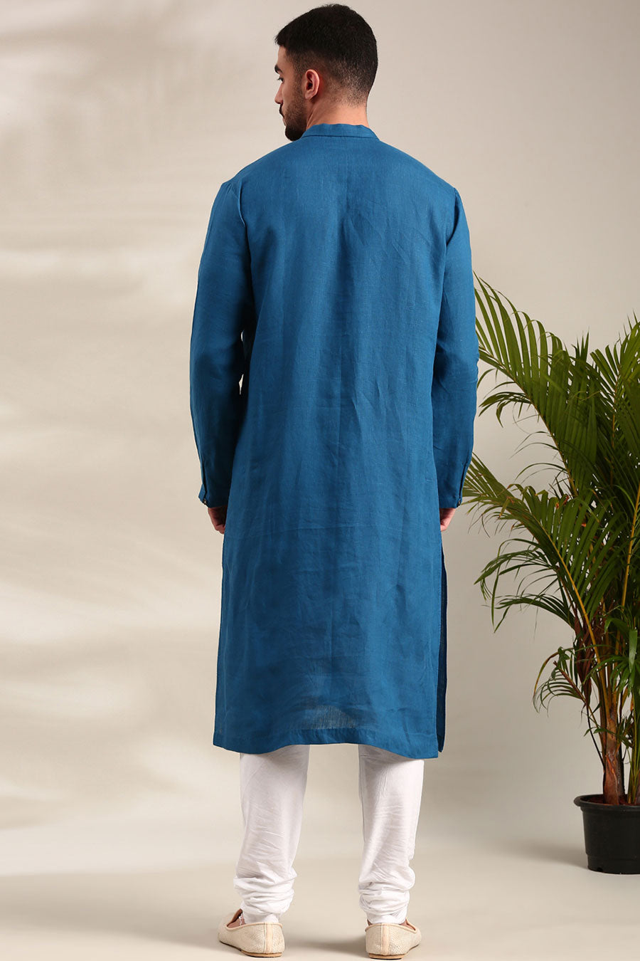 Blue Linen Kurta Set