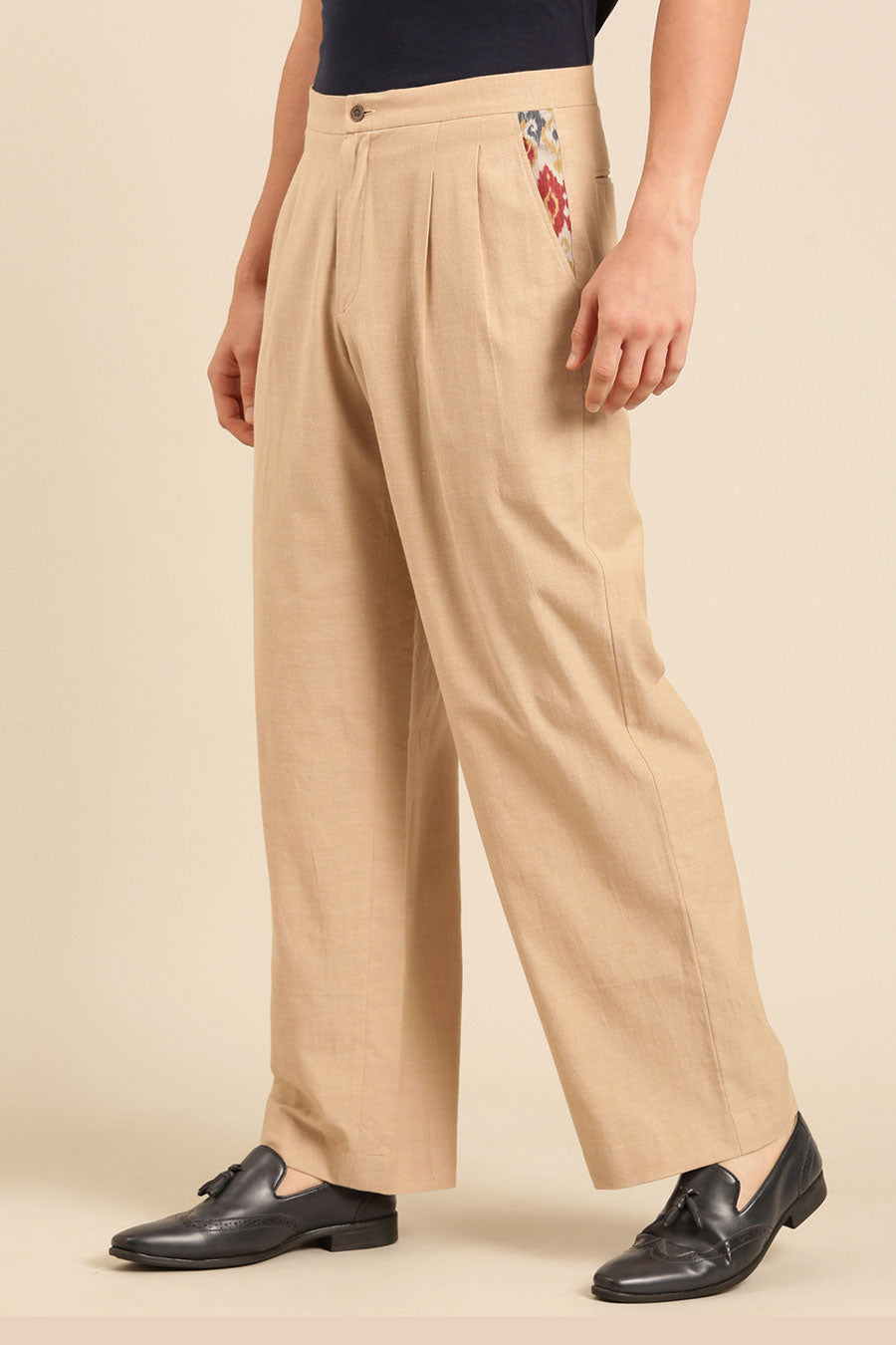 Beige Malai Cotton Pants