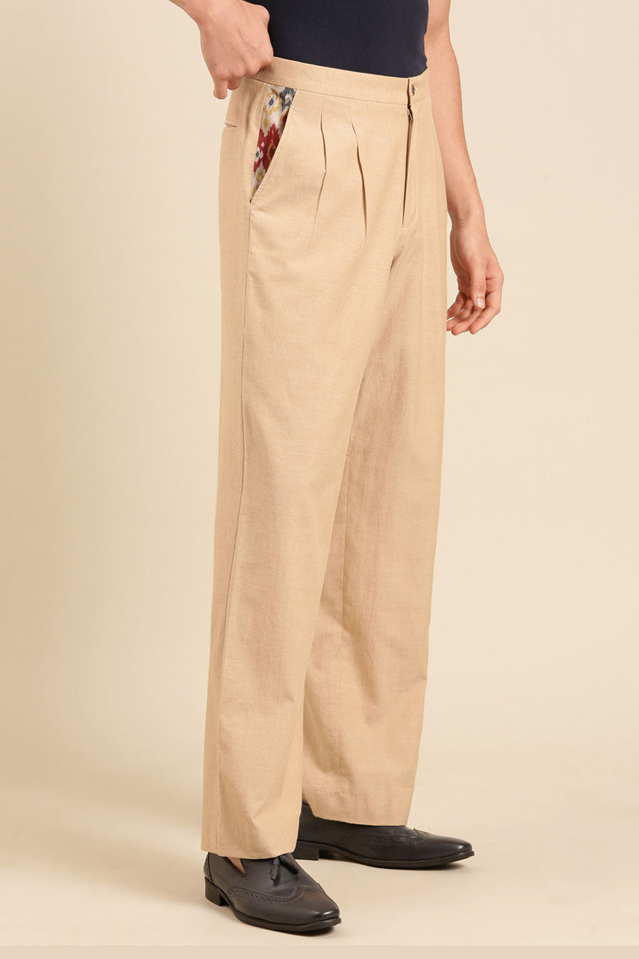 Beige Malai Cotton Pants