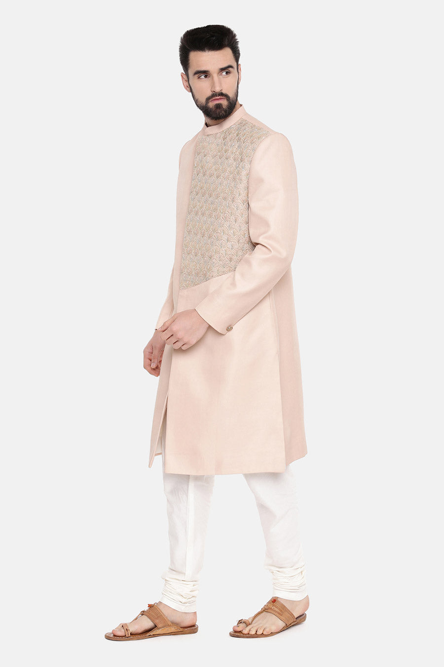 Baby Pink Embroidered Sherwani Set