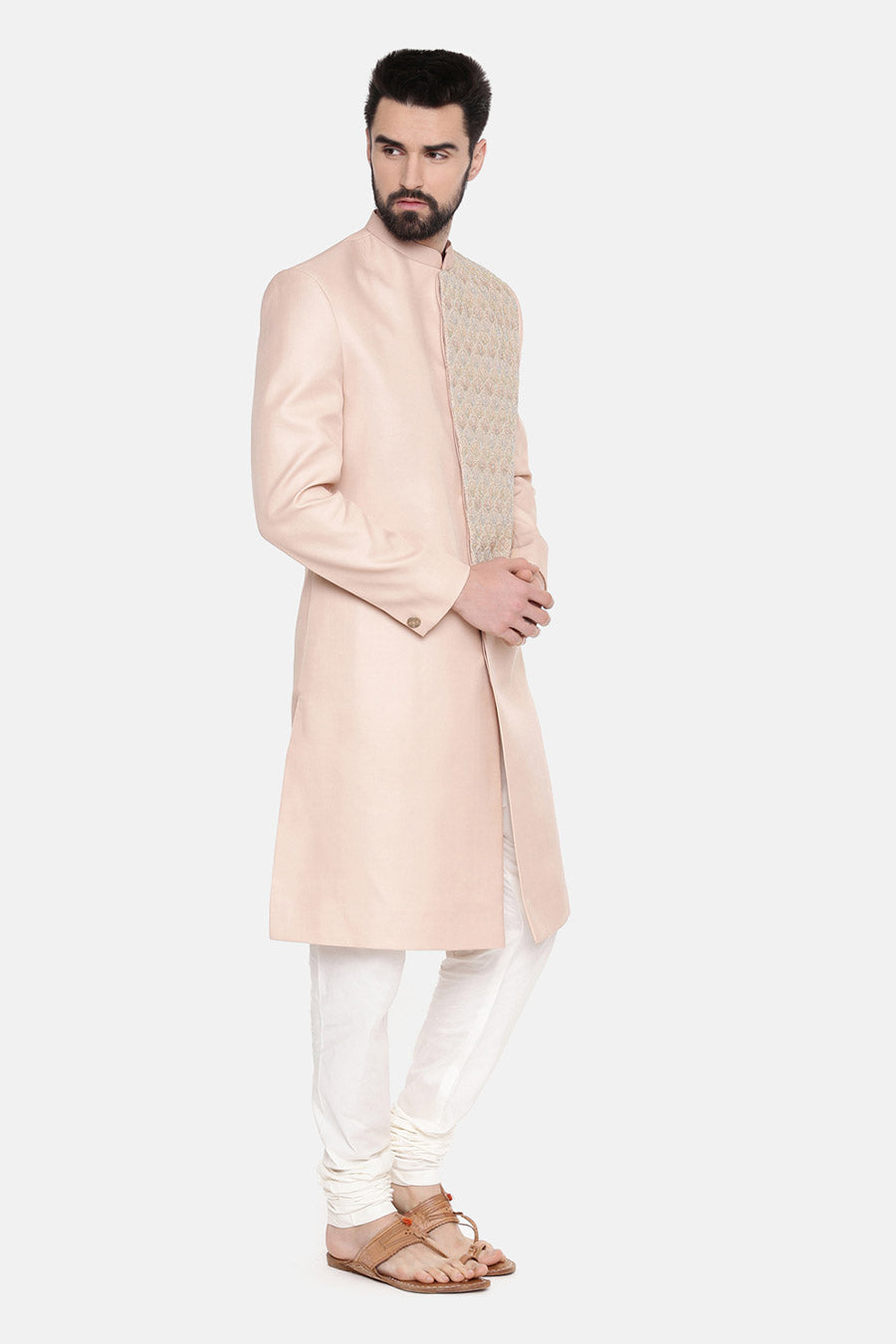 Baby Pink Embroidered Sherwani Set