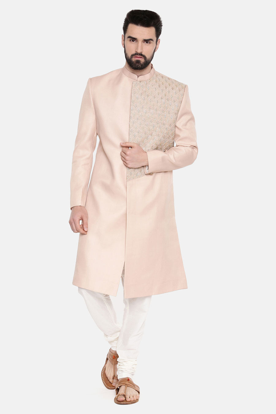 Baby Pink Embroidered Sherwani Set