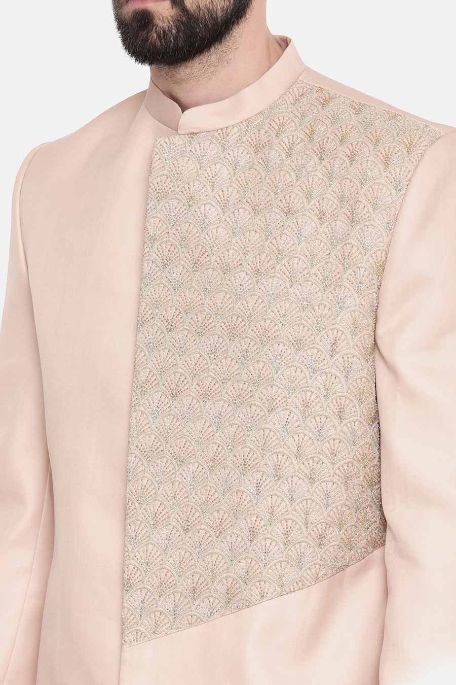 Baby Pink Embroidered Sherwani Set