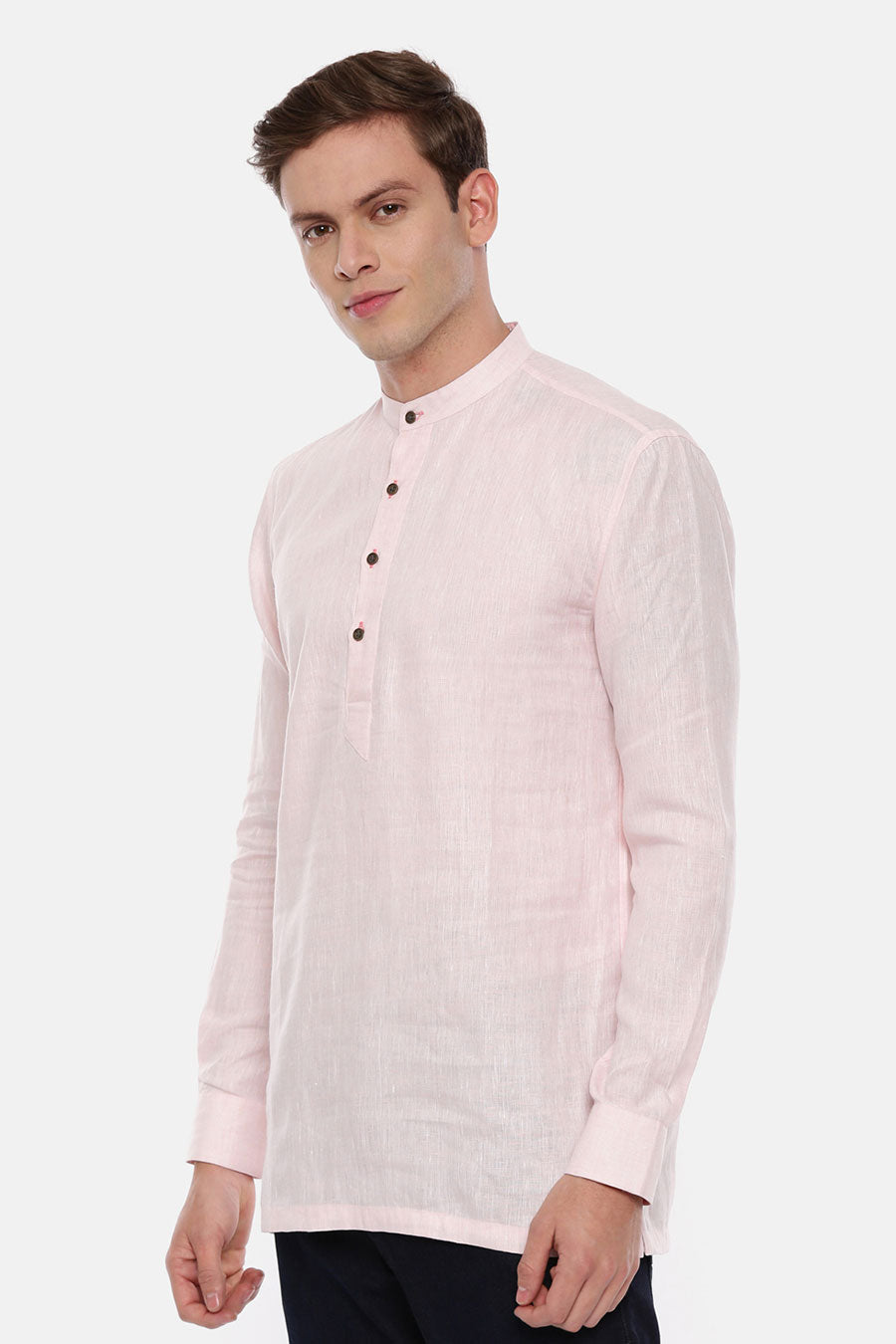 Baby Pink Linen Short Kurta