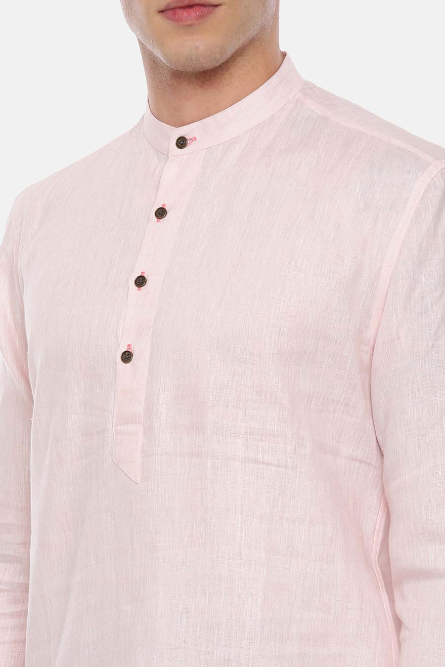 Baby Pink Linen Short Kurta