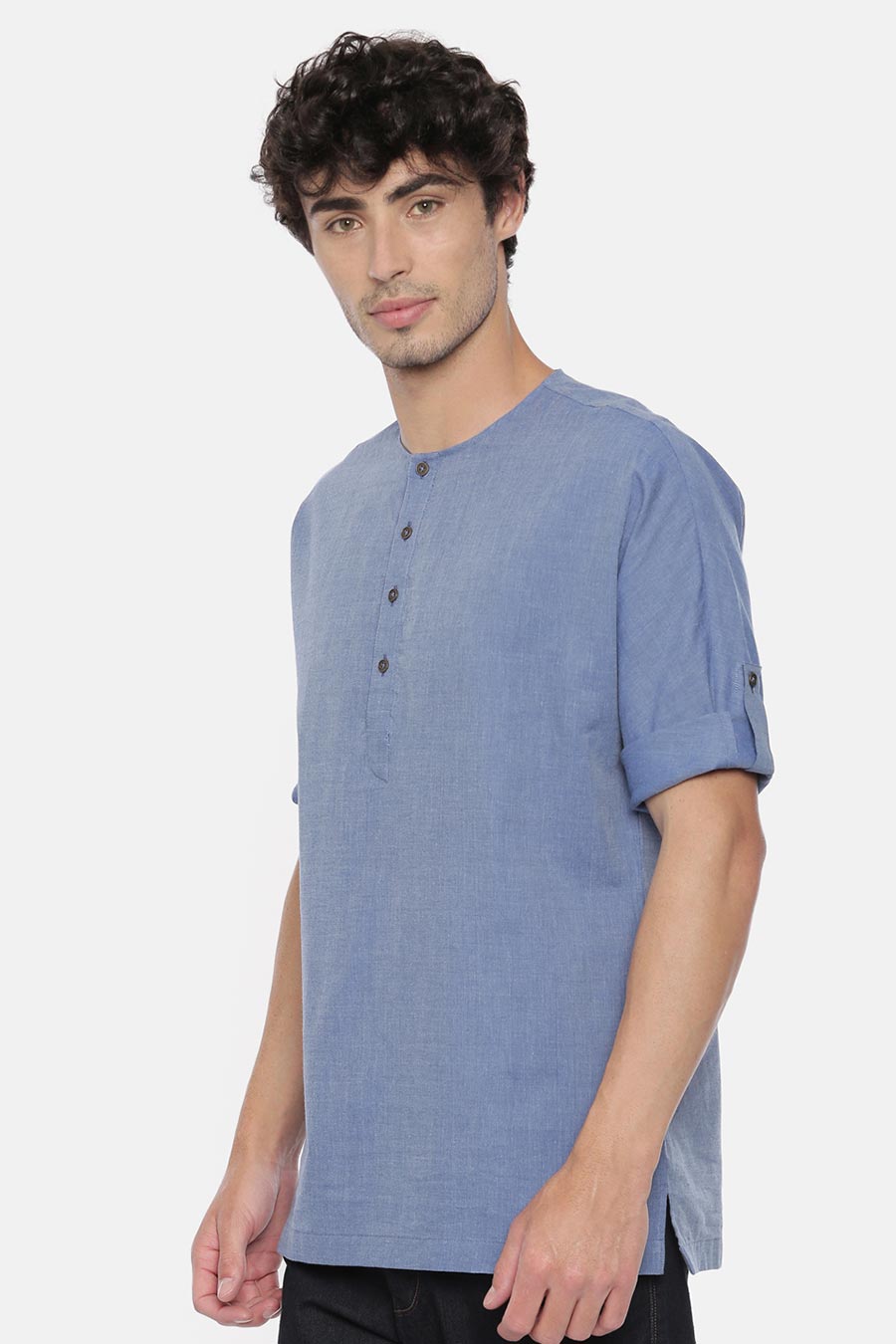 Denim Blue Cotton Short Kurta