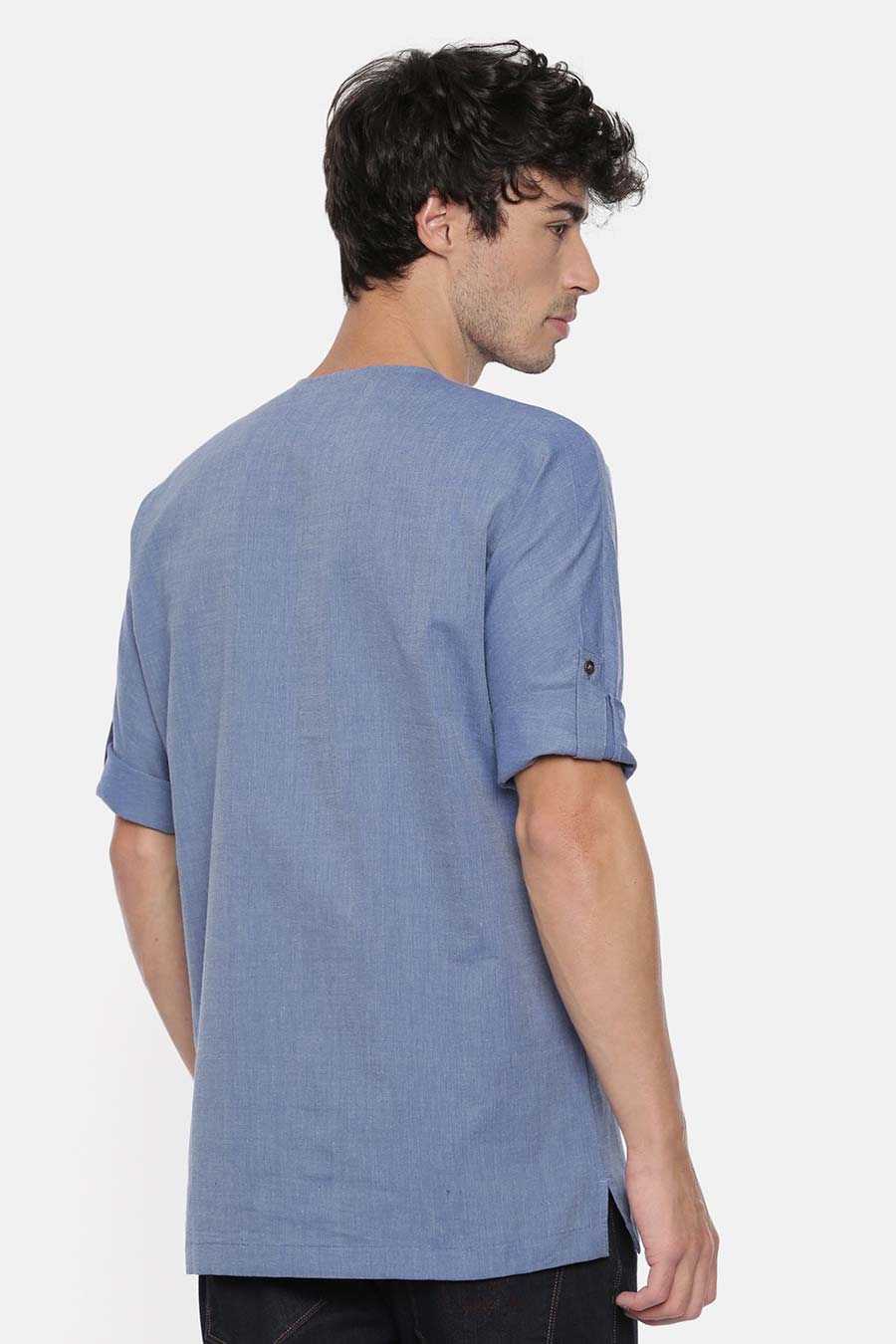 Denim Blue Cotton Short Kurta