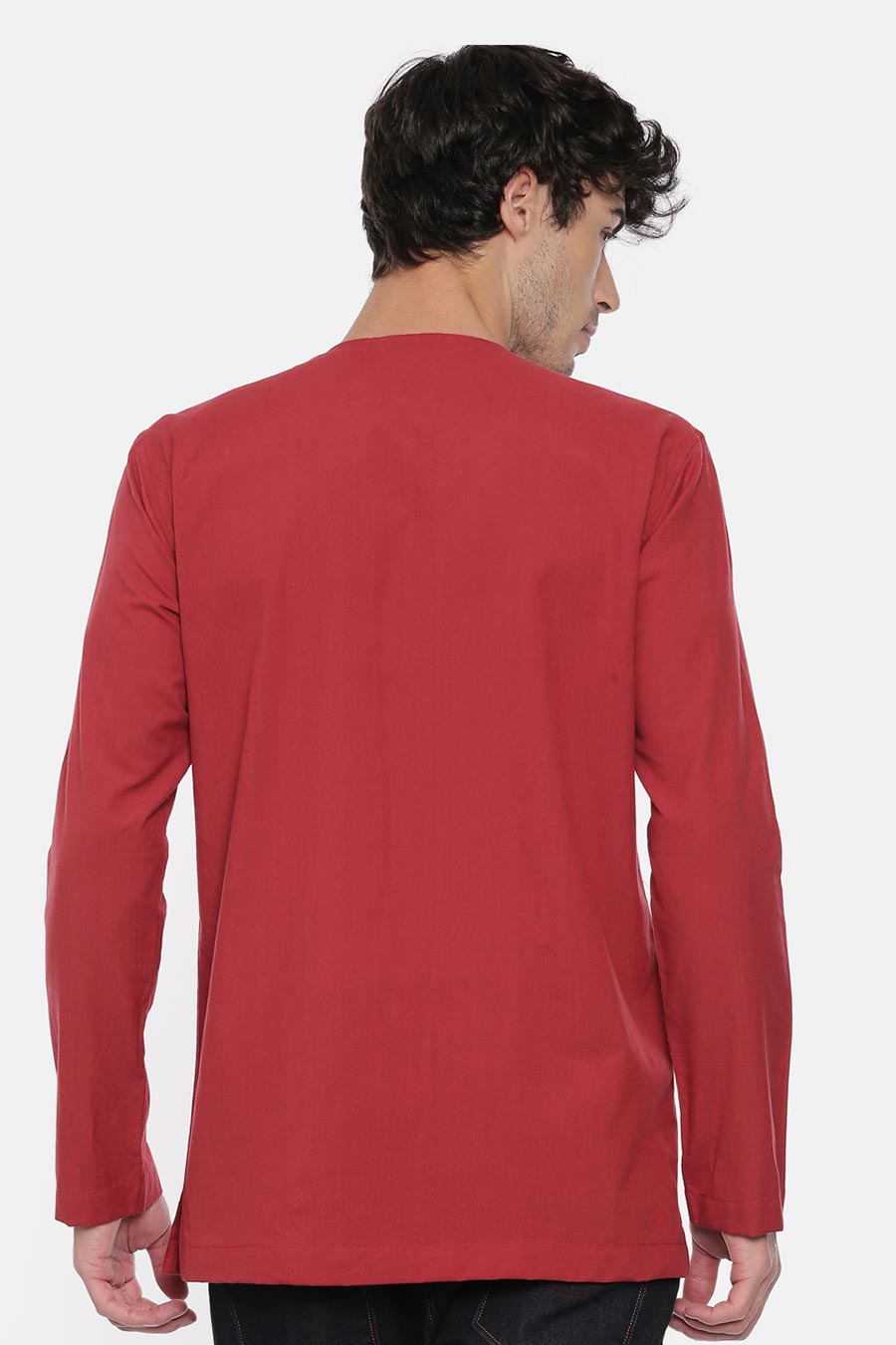 Red Pleated Short Kurta