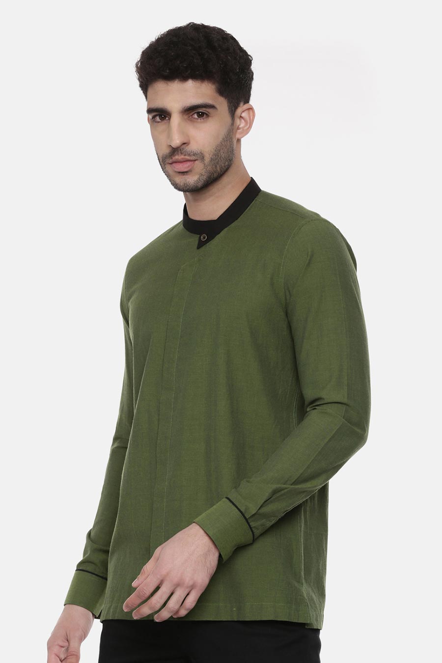 Green Cotton Short Kurta