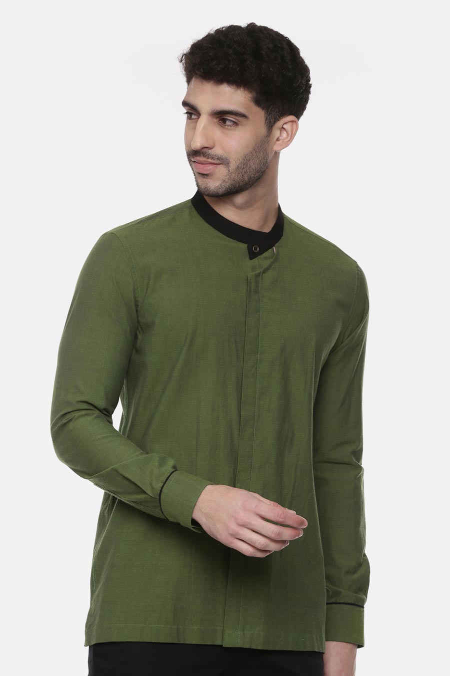 Green Cotton Short Kurta