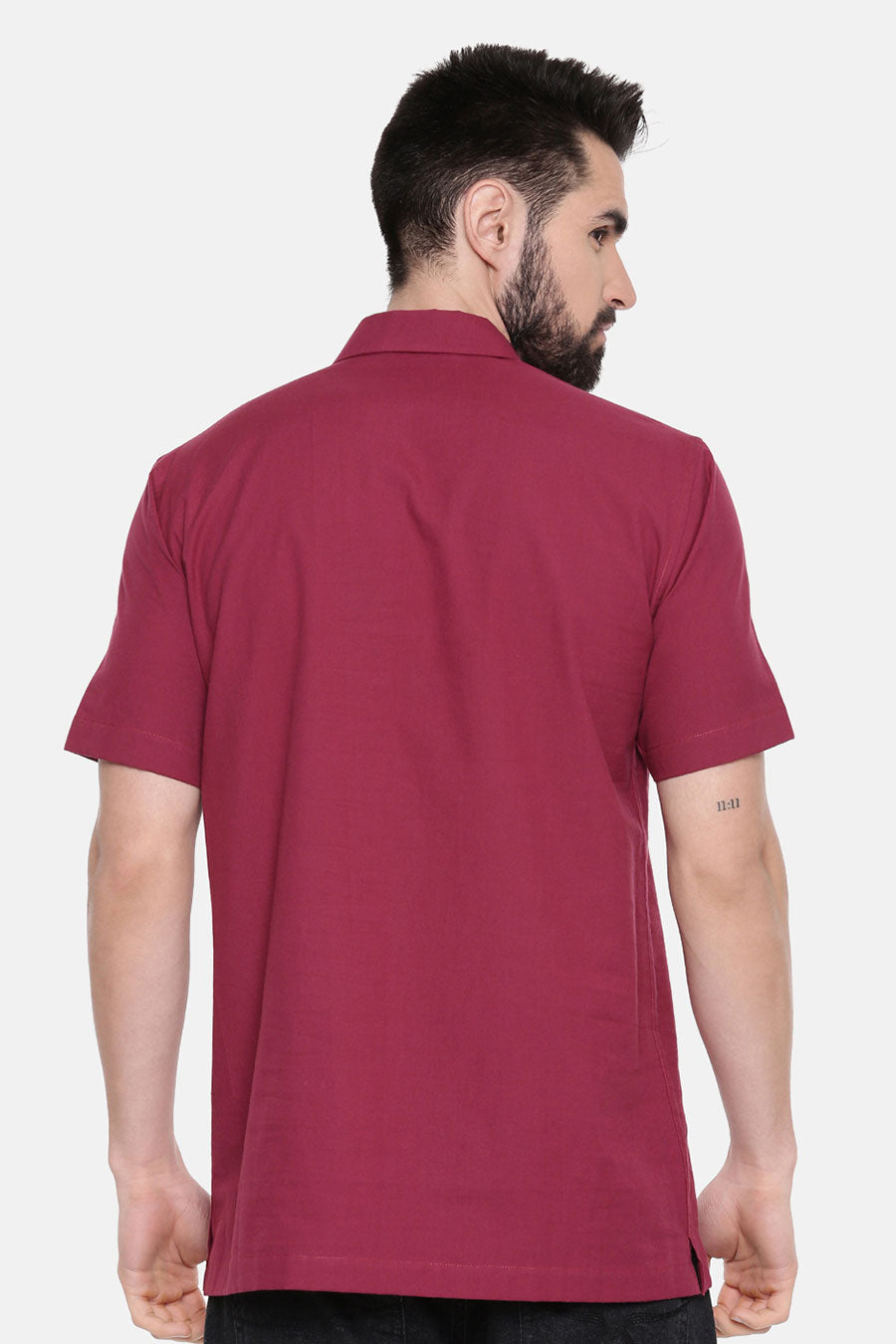 Wine Cotton Short Kurta