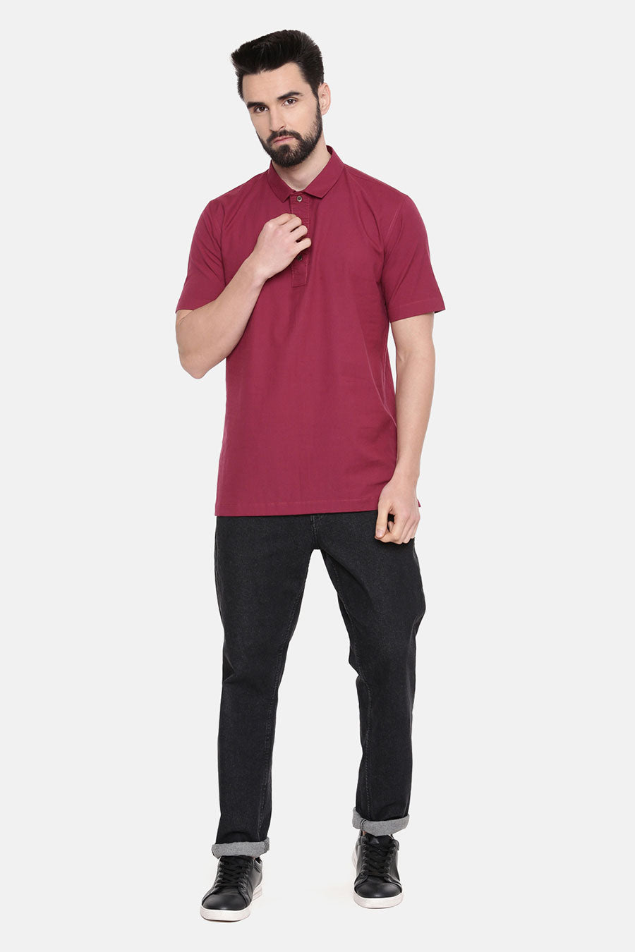 Wine Cotton Short Kurta