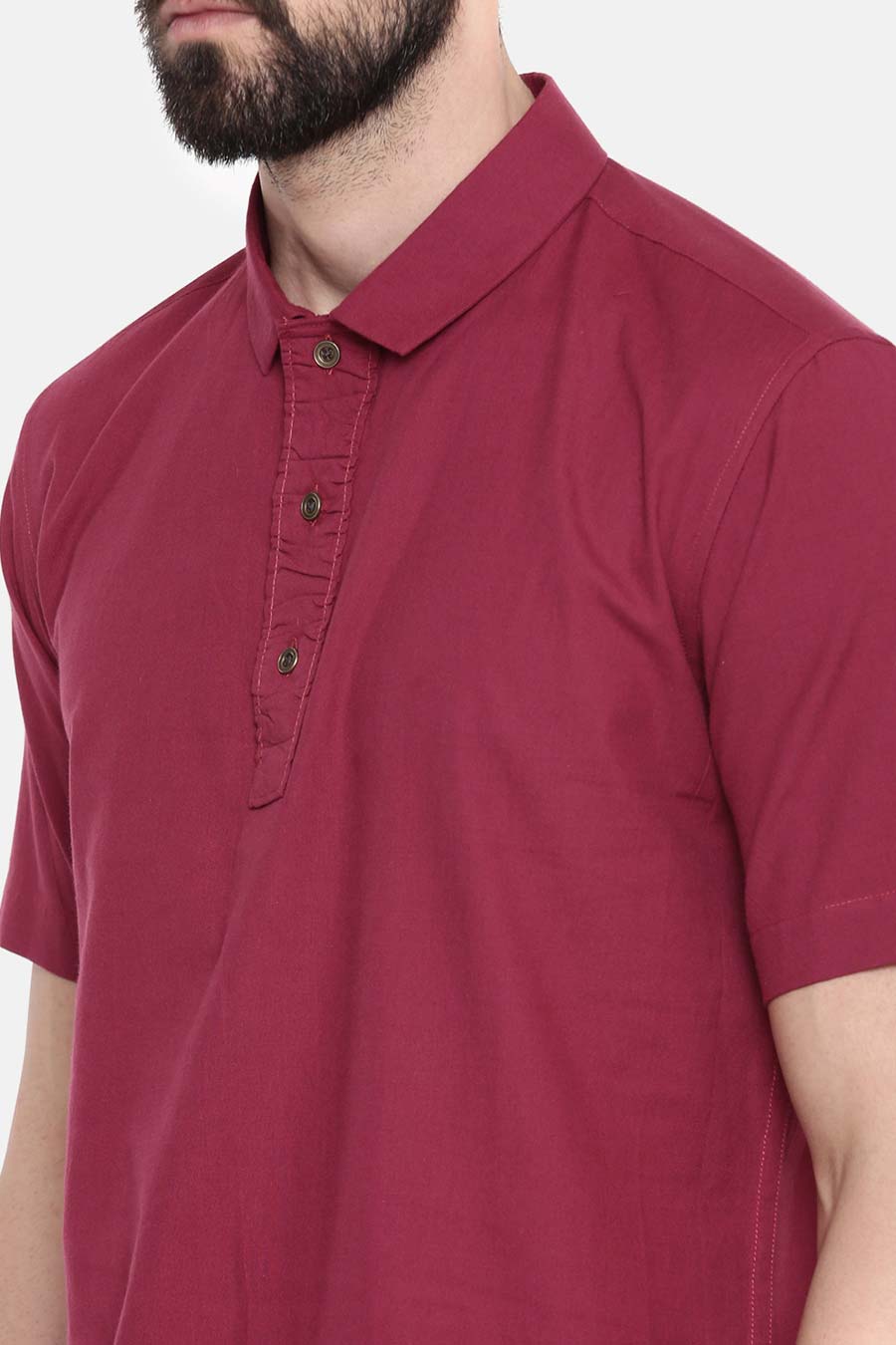 Wine Cotton Short Kurta