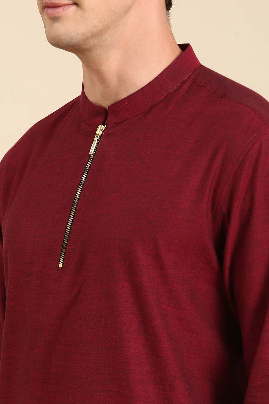 Maroon Zipper Short Kurta