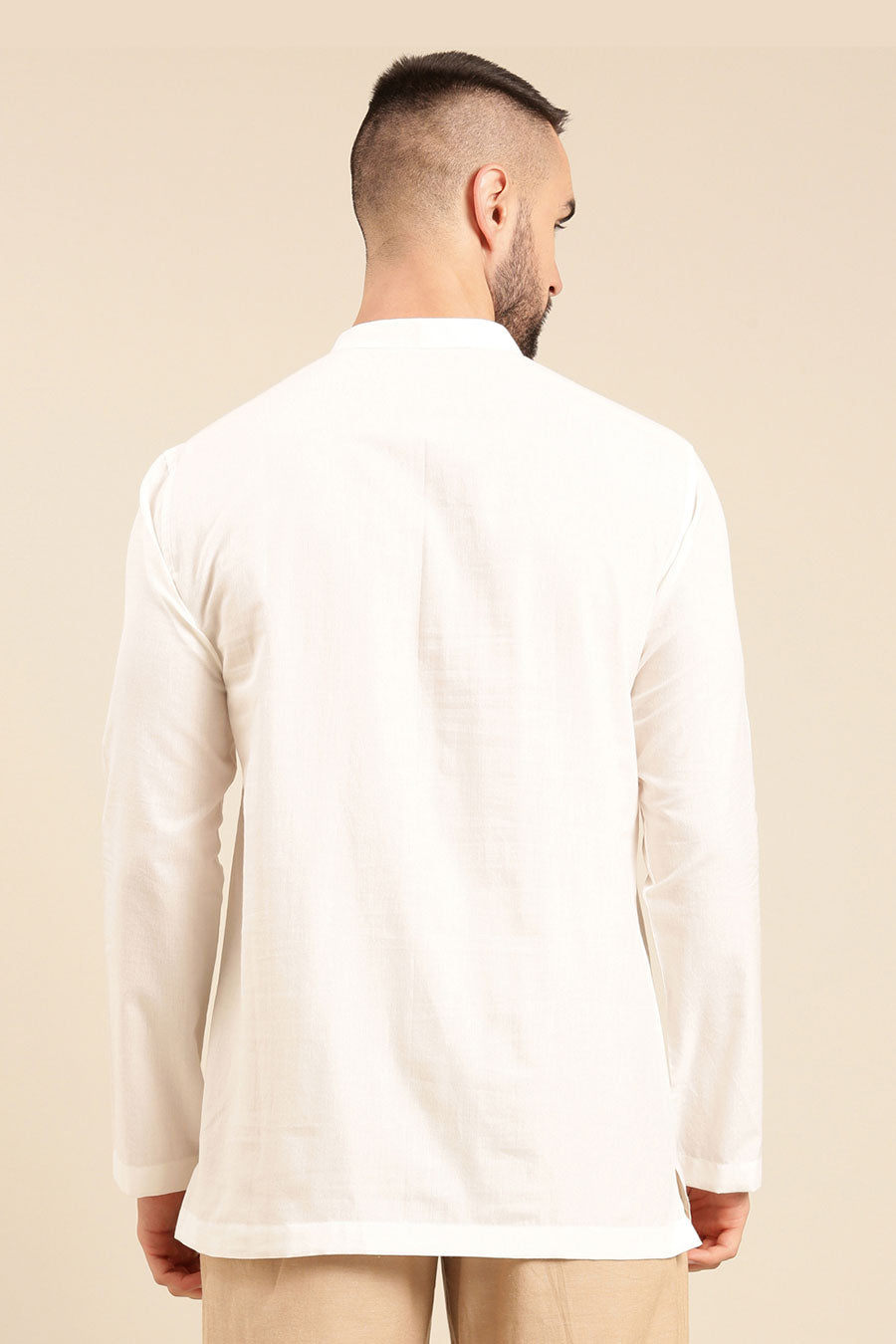 White Zipper Short Kurta