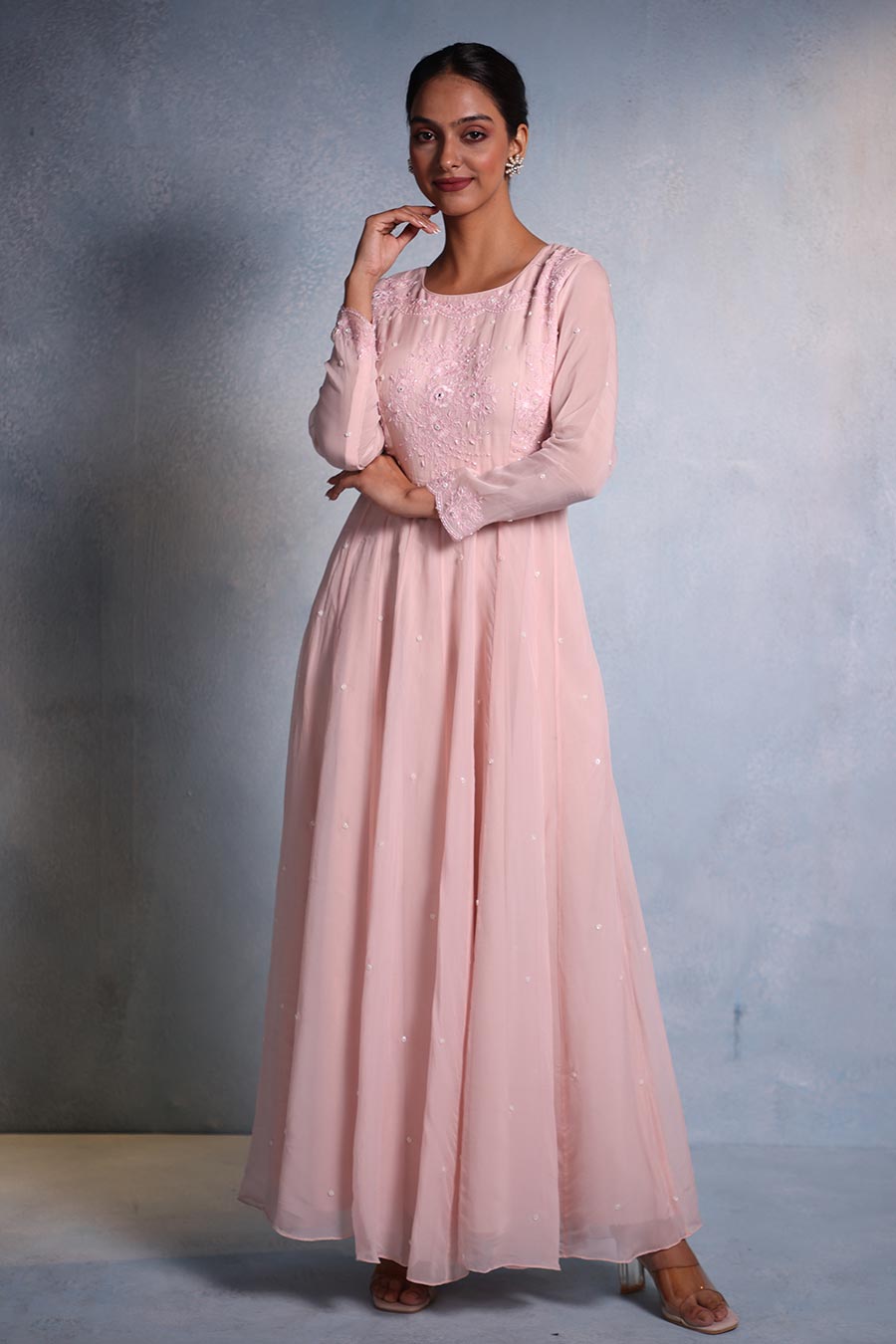 Pink Aamani Embroidered Anarkali Gown