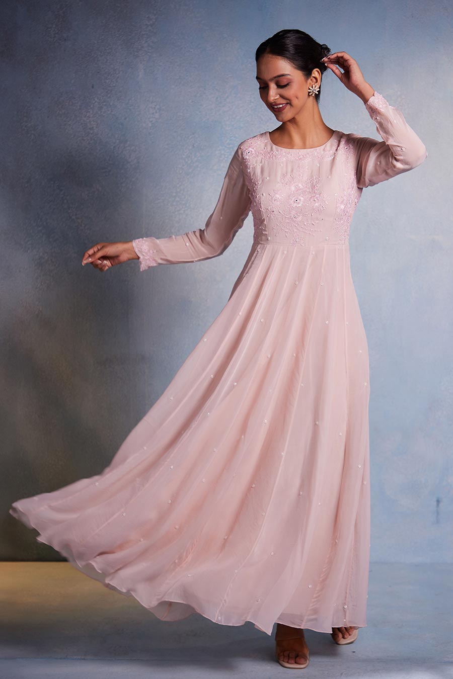 Pink Aamani Embroidered Anarkali Gown