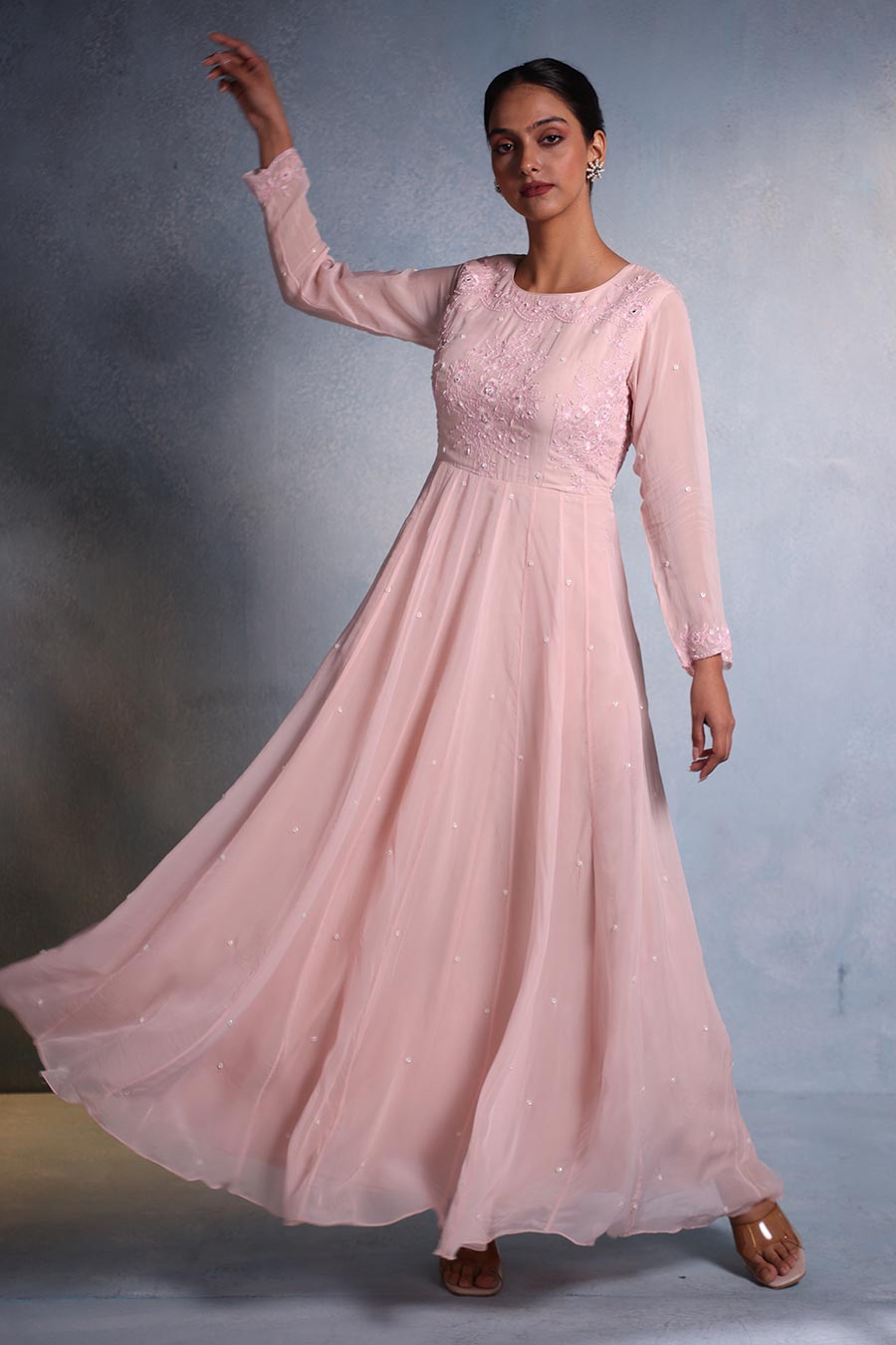 Pink Aamani Embroidered Anarkali Gown