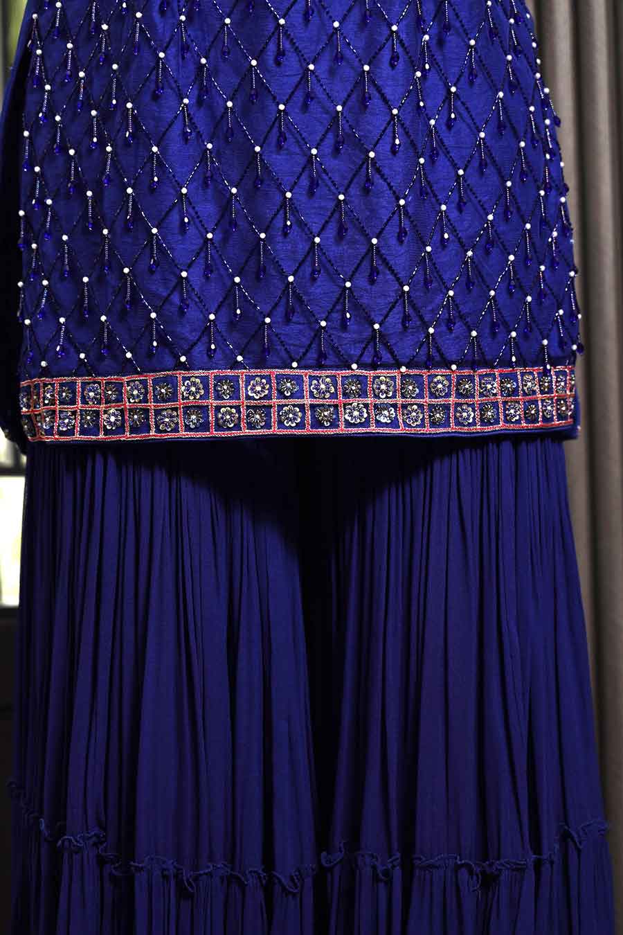 Blue Akasa Embroidered Gharara Set