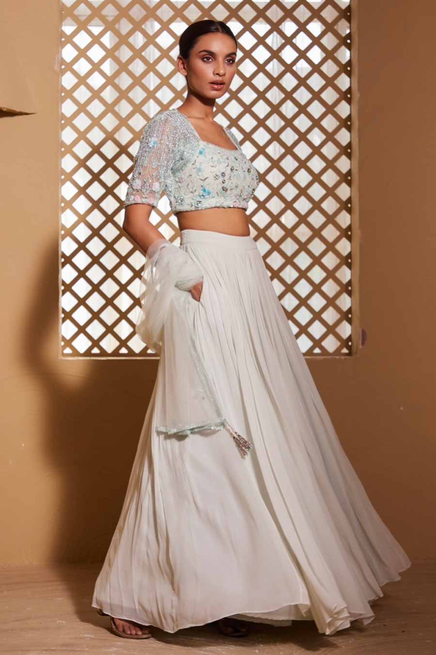 Sea Green Anugraha Embroidered Lehenga Set