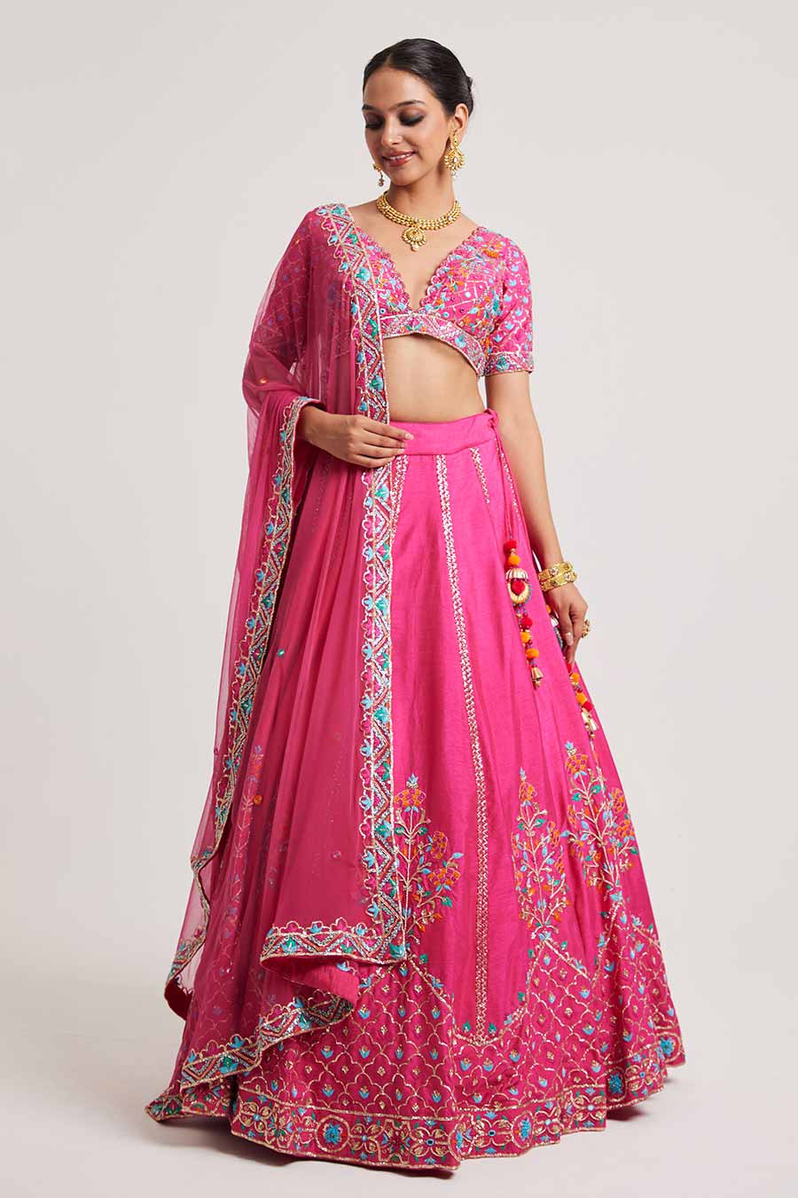 Pink Bhargvi Embroidered Lehenga Set