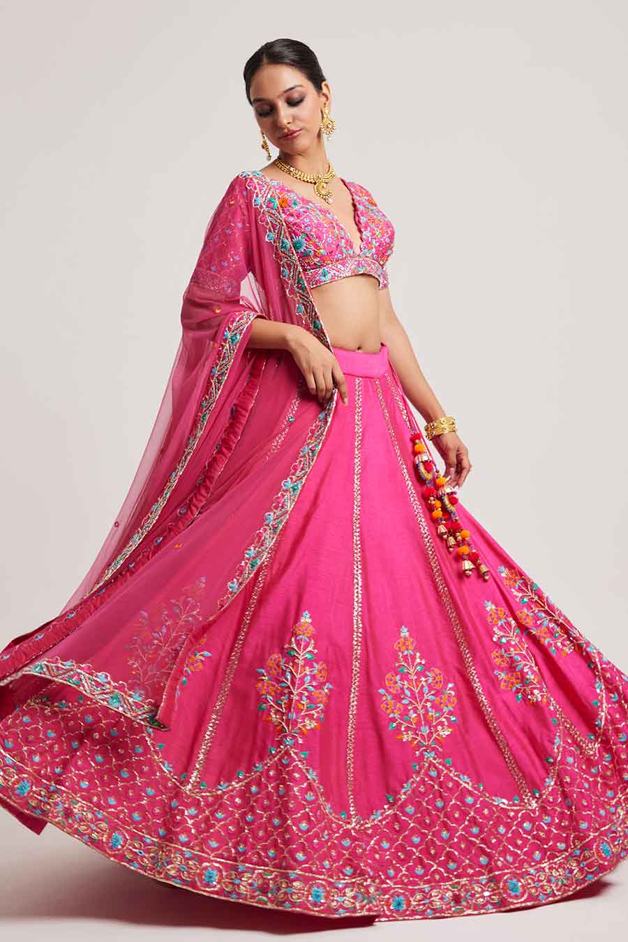 Pink Bhargvi Embroidered Lehenga Set