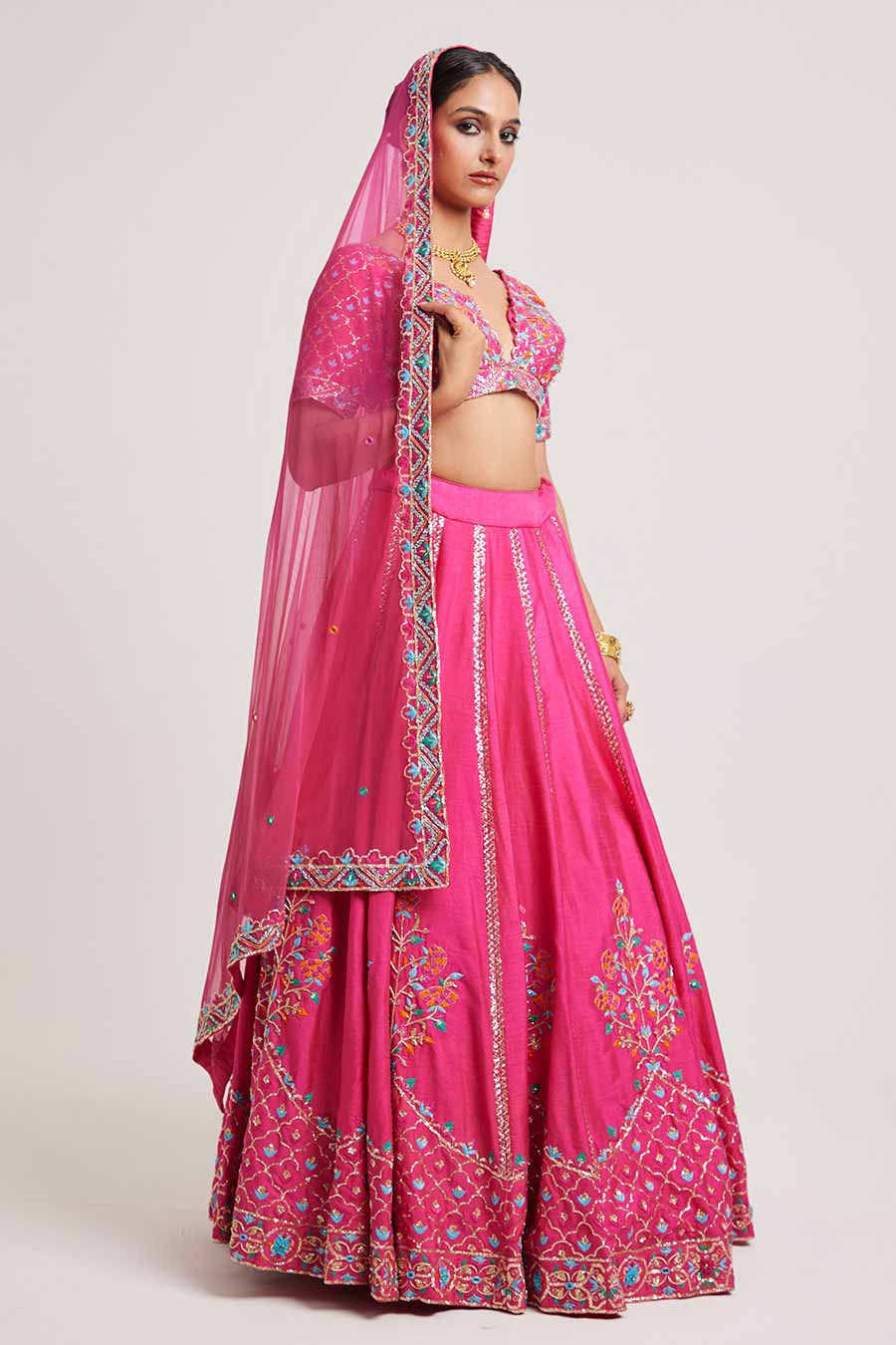 Pink Bhargvi Embroidered Lehenga Set